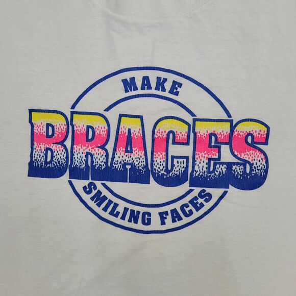 Vintage Braces Shirt Womens Large 21x25 White USA - Picture 3 of 14